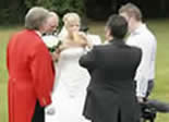 wedding toastmaster Richard Palmer with bride and bridegroom