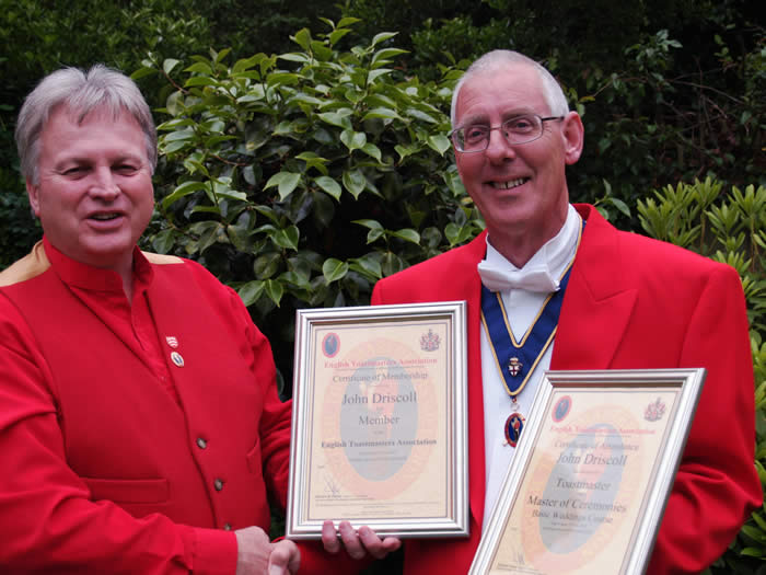 Toastmaster Training Course certificates presentation