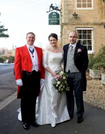 Dorset Wedding Toastmaster Andrew West with Bride and Groom at the Haycock