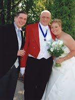 Dorset wedding toastmaster with bride and groom
