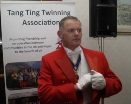 Kent Toastmaster Jude Garland ay Caever Barracks for the Tang Ting Twinning Association Charity Dinner