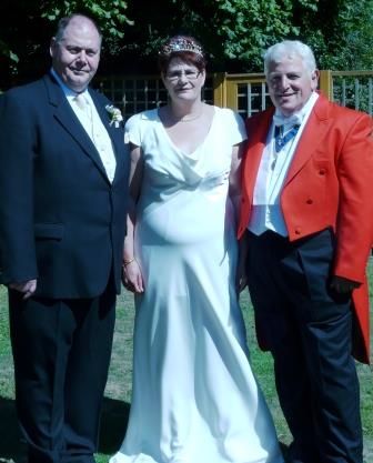 Kent wedding toastmaster with bride and groom at Ashford