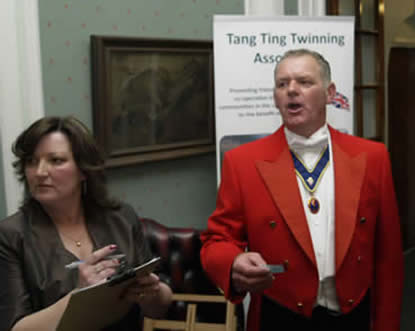 English Toastmaster jude Garland with Nikki Callway looking after the raffle at the end of a successful dinner