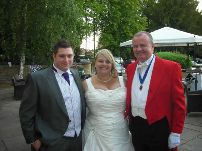 Yorkshire Wedding Toastmaster with Bride and Bridegroom